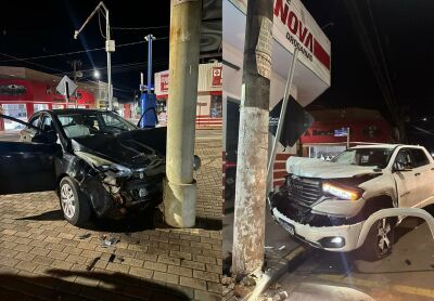 Imagem da notícia Vídeo: Motorista embriagado provoca acidente na praça central de Cassilândia